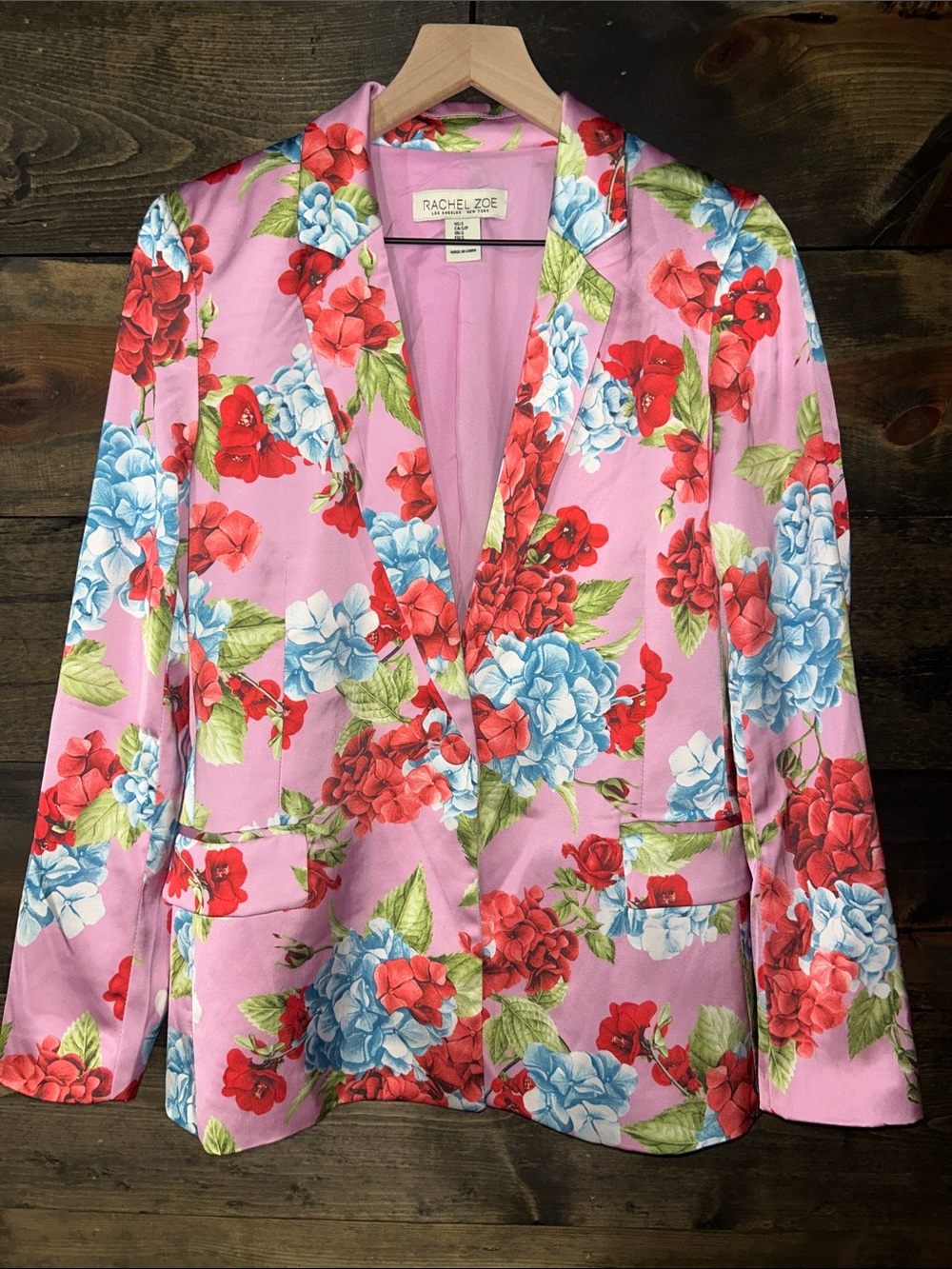 Rachel Zoe Pink Floral Single-Breasted Blazer